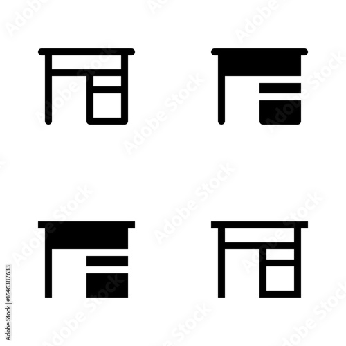 Executive Table Icons - 4 Solid & Outline office desk Symbols for Business, Corporate & UI