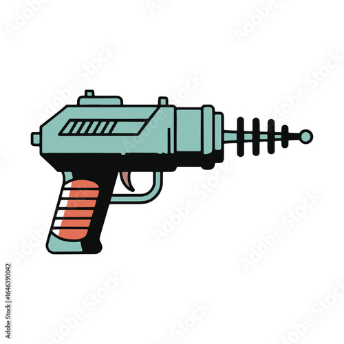 Retro futuristic ray gun design with vibrant colors for space exploration