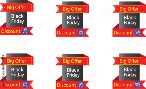 Creative ribbon banner design for Black Friday big offer deals showing bold discount text ideal for online sales events