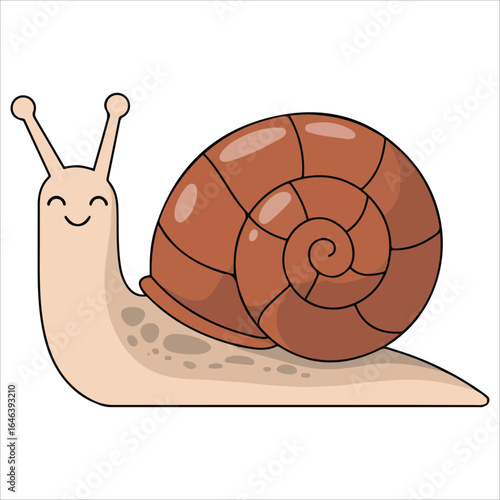 adorable cartoon garden snail character vector art isolated white