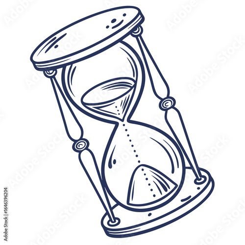 Line art hourglass illustration shows the passage of time and vintage style