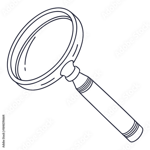 Magnifying Glass Illustration: Isolated Black and White Line Art for