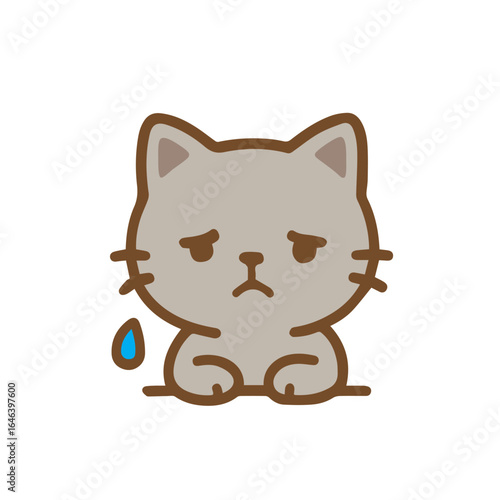 Sad Cat Cartoon with Tear