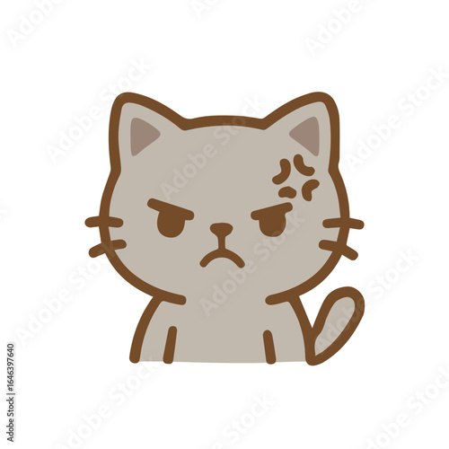 Angry Cartoon Gray Cat Illustration