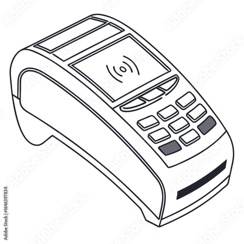 Modern Vector Illustration of a Wireless Payment Terminal Isolated on White