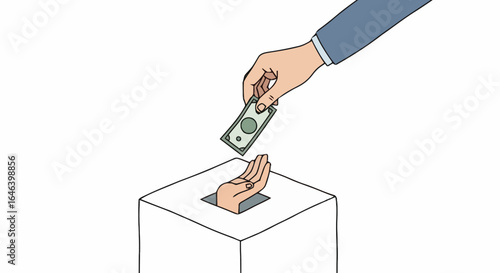 Illustration depicting donation and charity, showcasing generosity and support for fundraising campaigns and non-profit organizations, suitable for awareness materials.