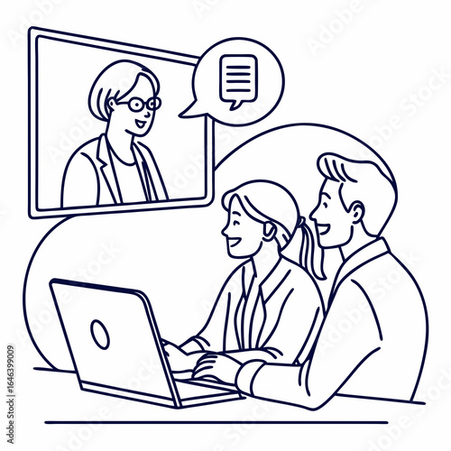Online video conference with team members and remote communication