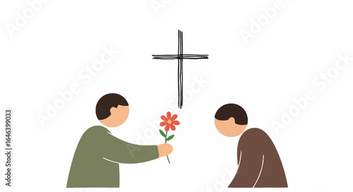 Symbolic Illustration of Faith, Forgiveness, and Reconciliation within Religious Contexts, Ideal for Religious Education, Sermon Illustrations, and Spiritual Guidance Materials.