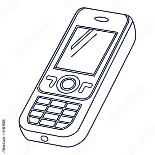 Outline of a Vintage Cell Phone Vector Illustration Ready for Design