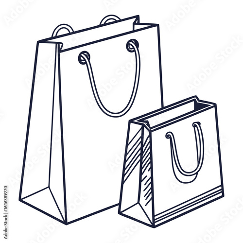 Outlined shopping bags illustration, perfect for retail or commerce themes