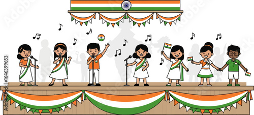 Children celebrating India's Independence Day with traditional dance and cultural displays