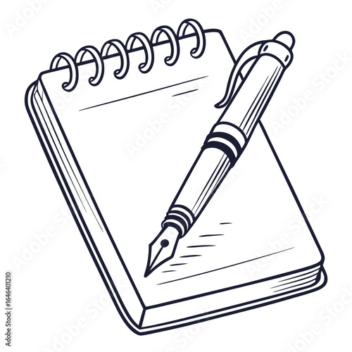 Sketchpad and Pen Composition: Artistic Notebook and Writing Utensil