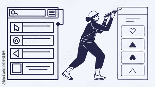 Website Developer Constructing Interface Elements with Digital Tools
