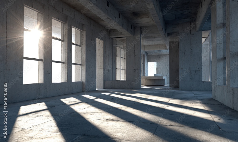 Obraz premium Sunlit concrete interior