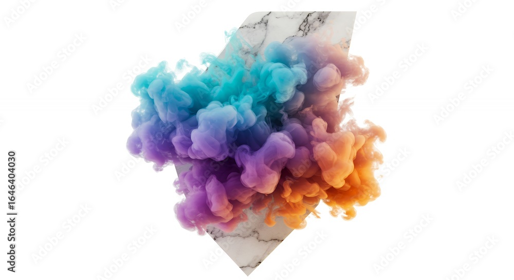 Fototapeta premium Colorful ink clouds on marble background
