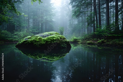 Lush Emerald Moss-Covered Boulder with Rounded Shape for Serene Garden and Natural Landscaping