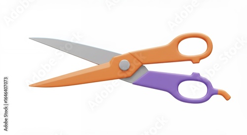 Orange and purple scissors isolated