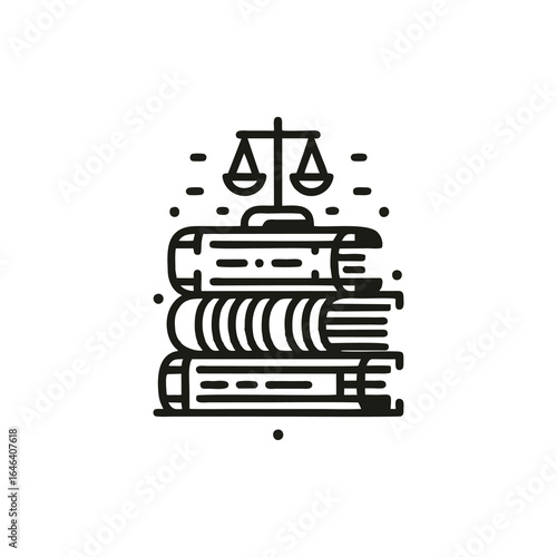 Detailed vector illustration of a modern law library, showcasing rows of diverse legal books and reference materials