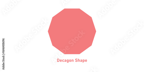 Regular Decagon Shapes. Ten Sided Polygon in Geometry.