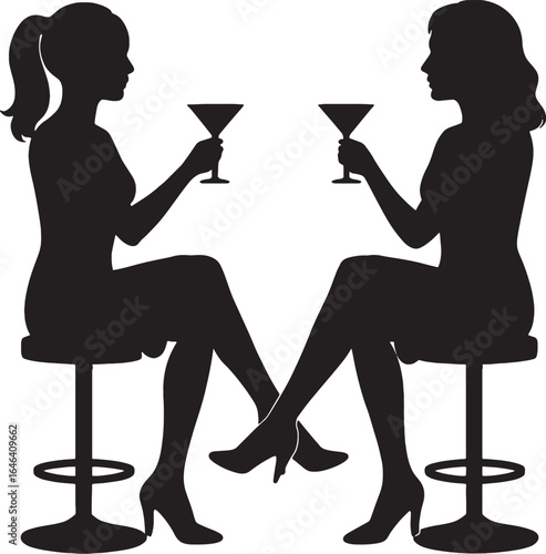Silhouette Women Drinking Cocktails Together