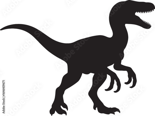 Velociraptor Dinosaur Silhouette Roaring