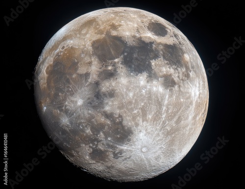 Detailed close-up of the moon, showing craters and varied textures