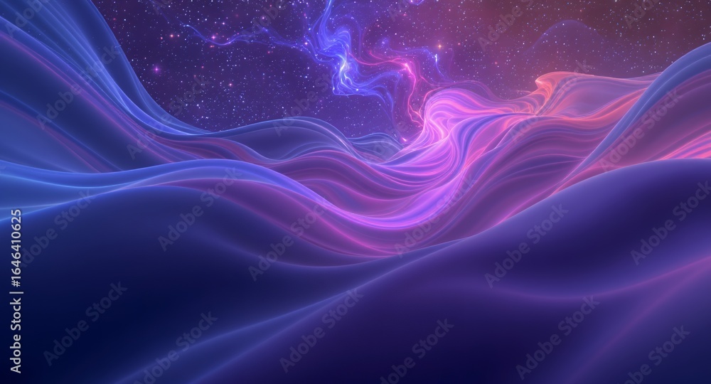 Obraz premium Cosmic Waves Abstract Purple Blue Nebula Background