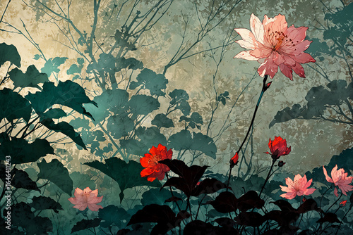 ピンクの花　AI生成素材