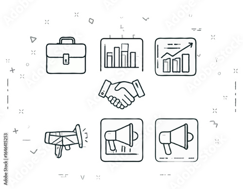 Modern Flat Business Icon Set – Line Style Vector for Corporate Design