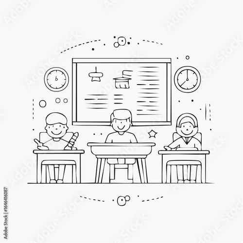 Classroom and teaching icons in thin line vector style