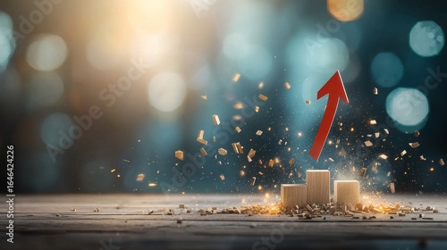 Business growth strategy office space digital art modern environment close-up success concept