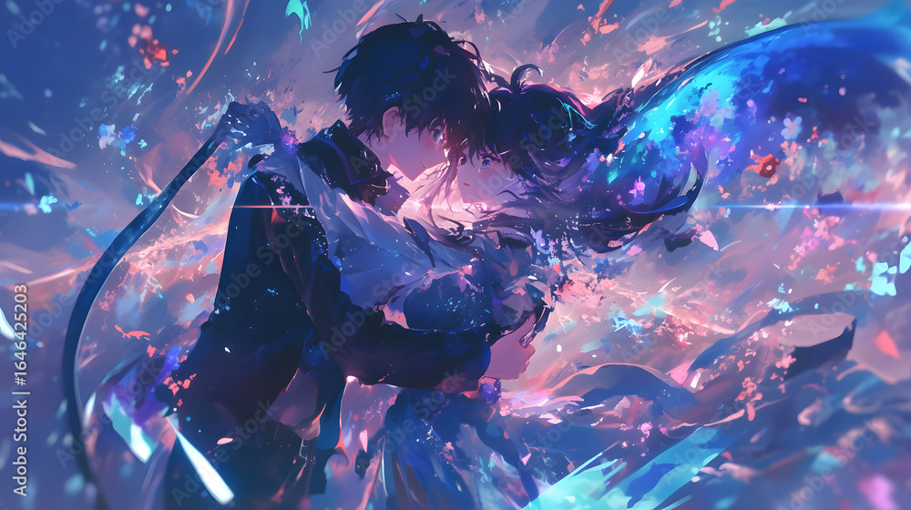 Fototapeta premium anime sci-fi romance cute alien girl