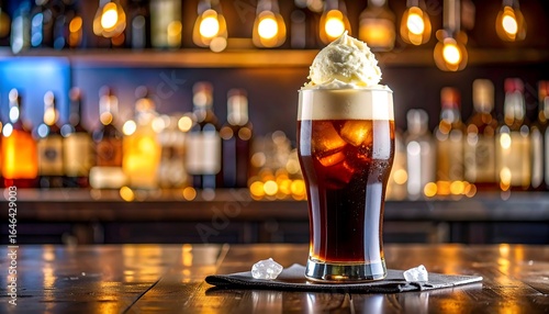 Ice Cream Float with Bar, and Dark Drink.