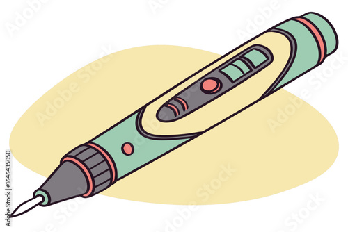 Stylized illustration of a digital soldering iron pen
