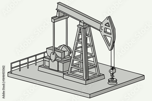 Stylized illustration of an oil pumpjack on a platform