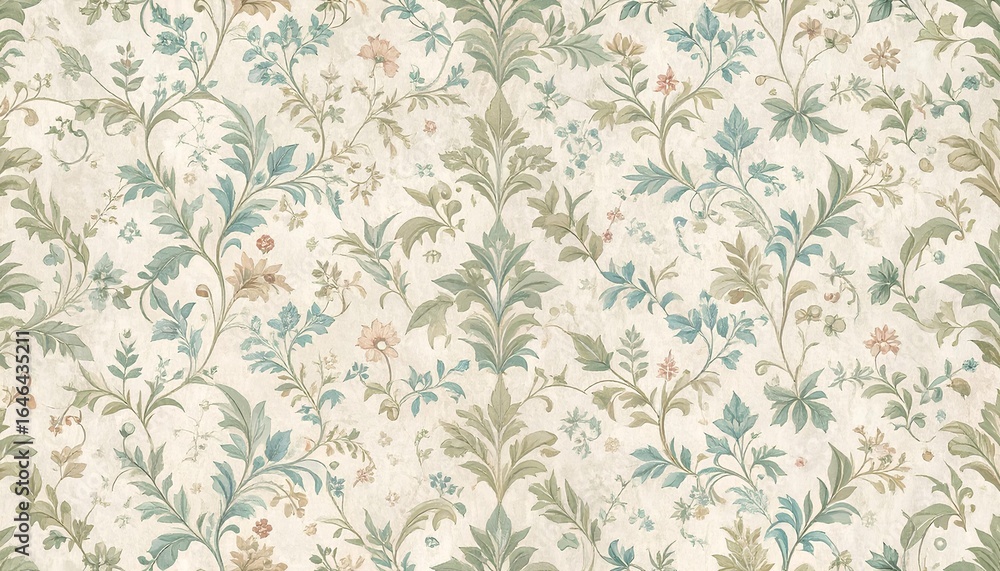 Fototapeta premium vintage botanical seamless floral pattern with flowers and foliage