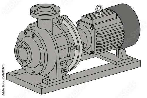 Industrial centrifugal pump with electric motor on a base