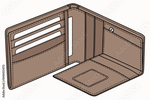 Brown leather bi fold wallet with card slots and id window