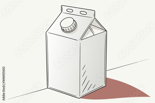 Simple hand drawn illustration of a milk carton with a cap