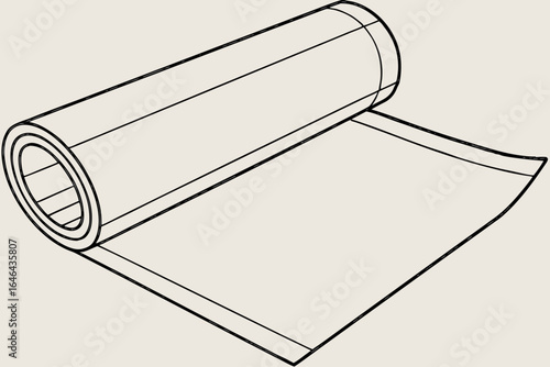 Line art illustration of a roll of paper or film unrolling