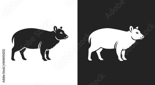 Stylized Silhouette of a Tapir in Contrasting Colors.