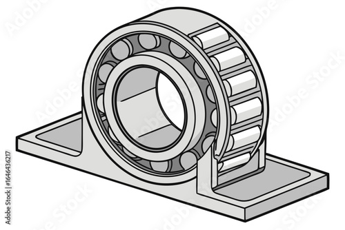 Illustration of a pillow block bearing with roller elements