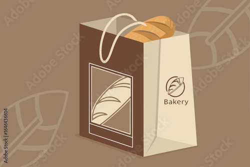 Bakery paper bag with bread and logo