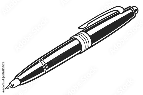 Sleek black and white ballpoint pen illustration