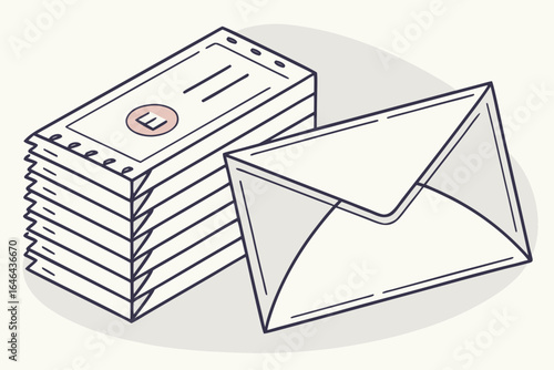 Stack of tickets and envelope illustration