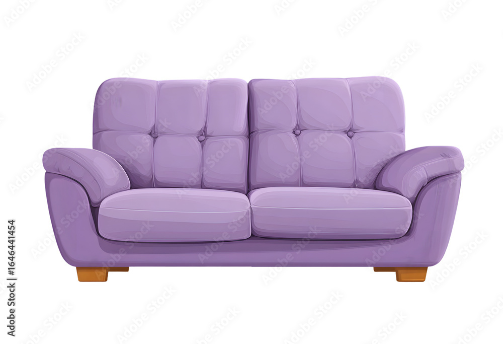 Fototapeta premium Lilac colored sofa with tufted cushions.