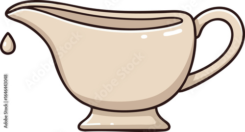 Creamer jug with pouring drop beige color simple kitchenware vector illustration 