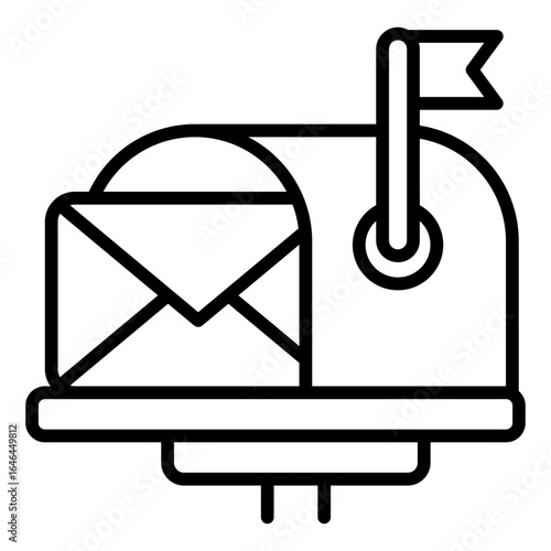 incoming mail outline icon for mailbox message delivery system