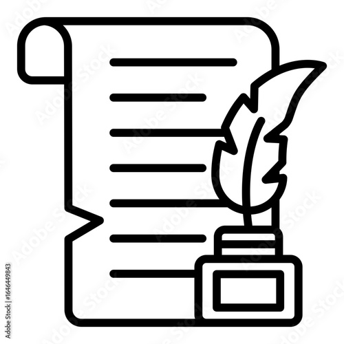 Ancient document outline icon for displaying historical text in museum