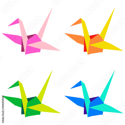 鮮やかな色の折り鶴 カラフル4種セット